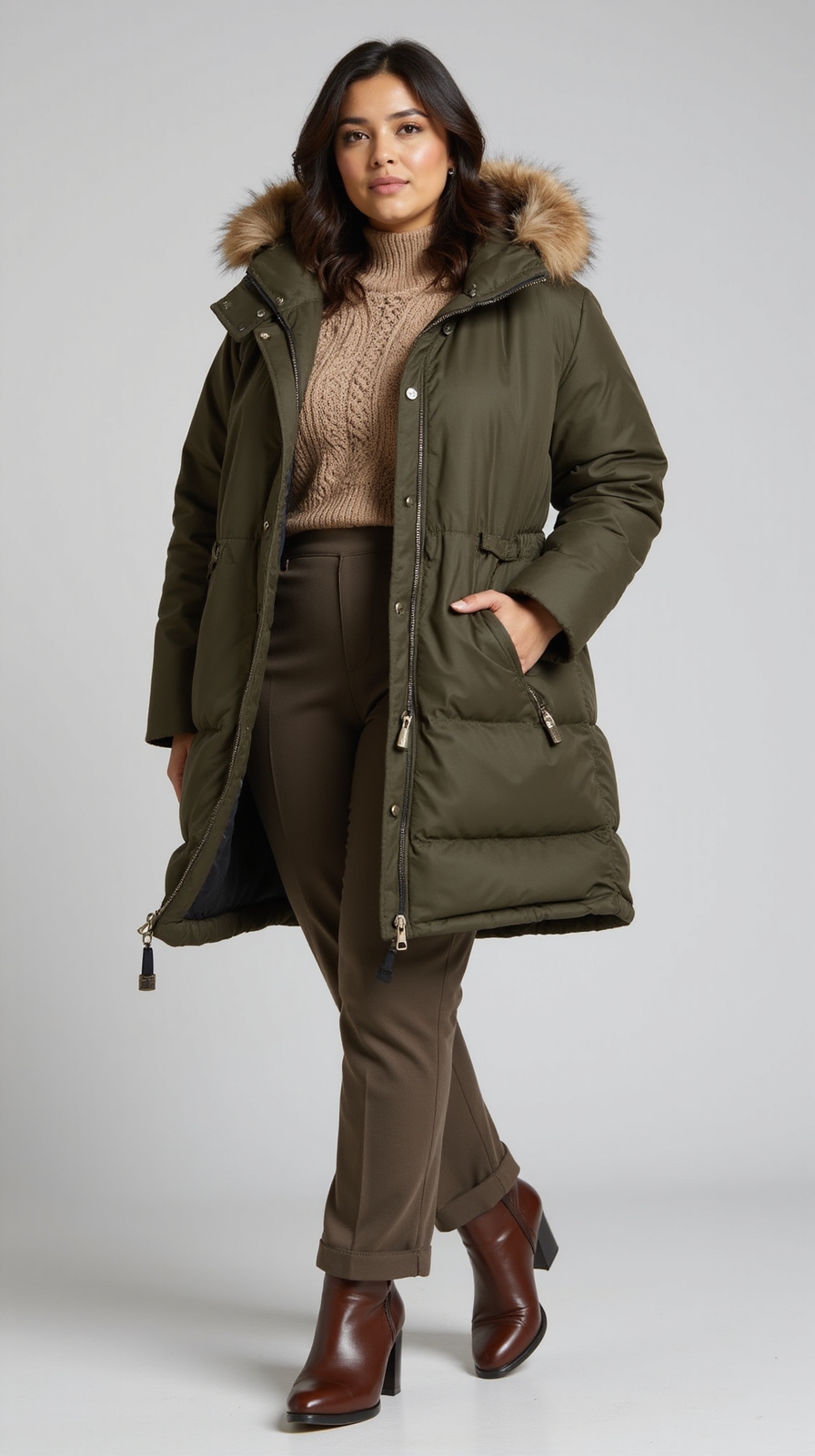 targeted insulated curved hem parkas