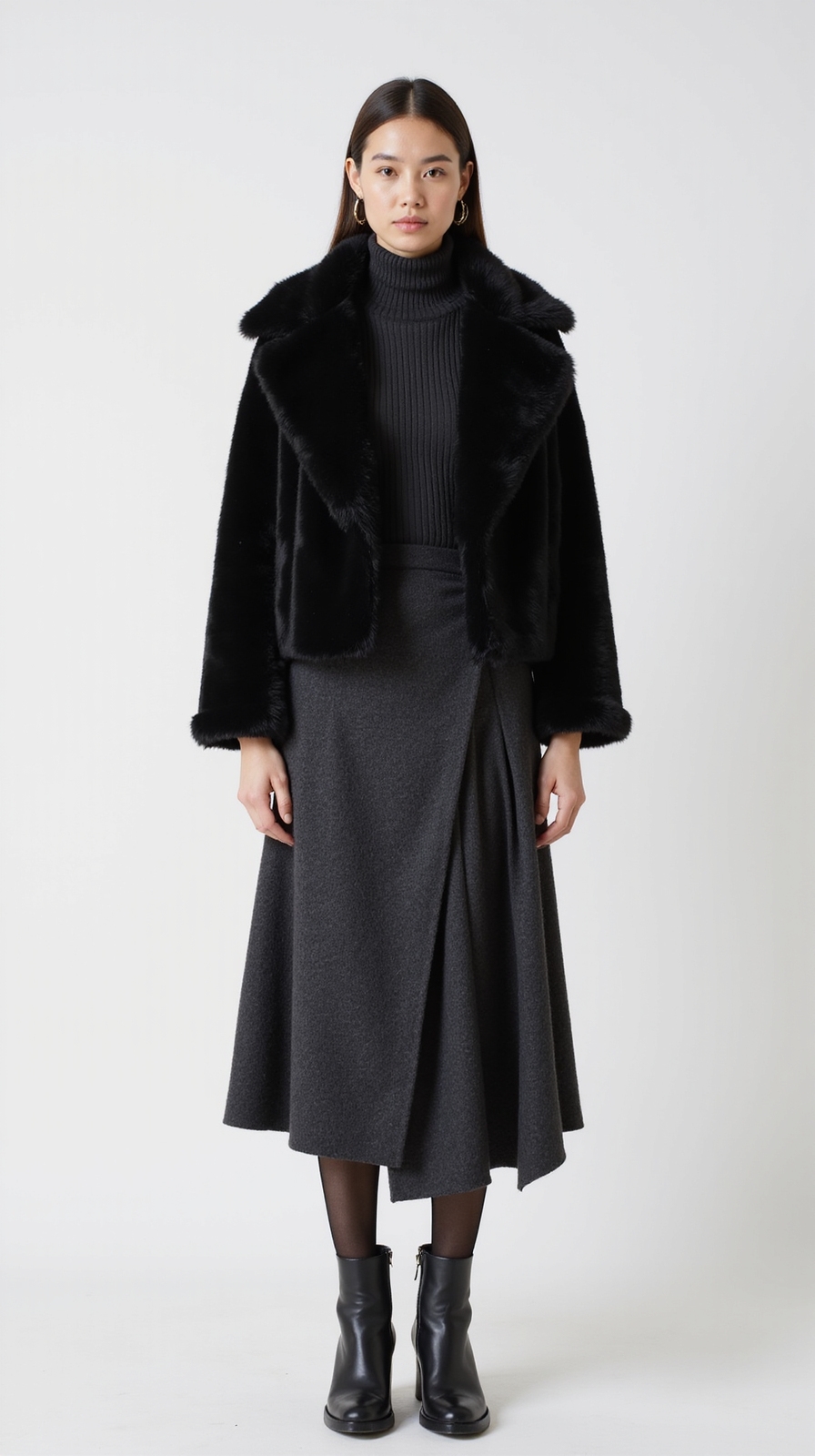 textured monochrome layered skirtwear