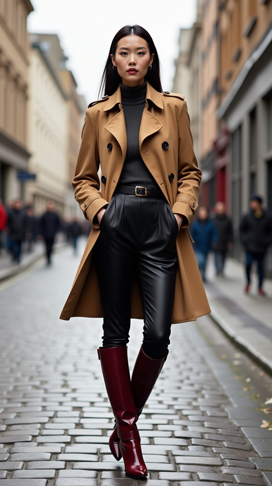 trench coat statement boots