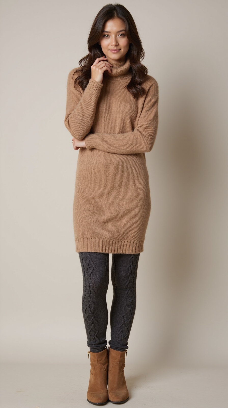 turtleneck dress with knit tights