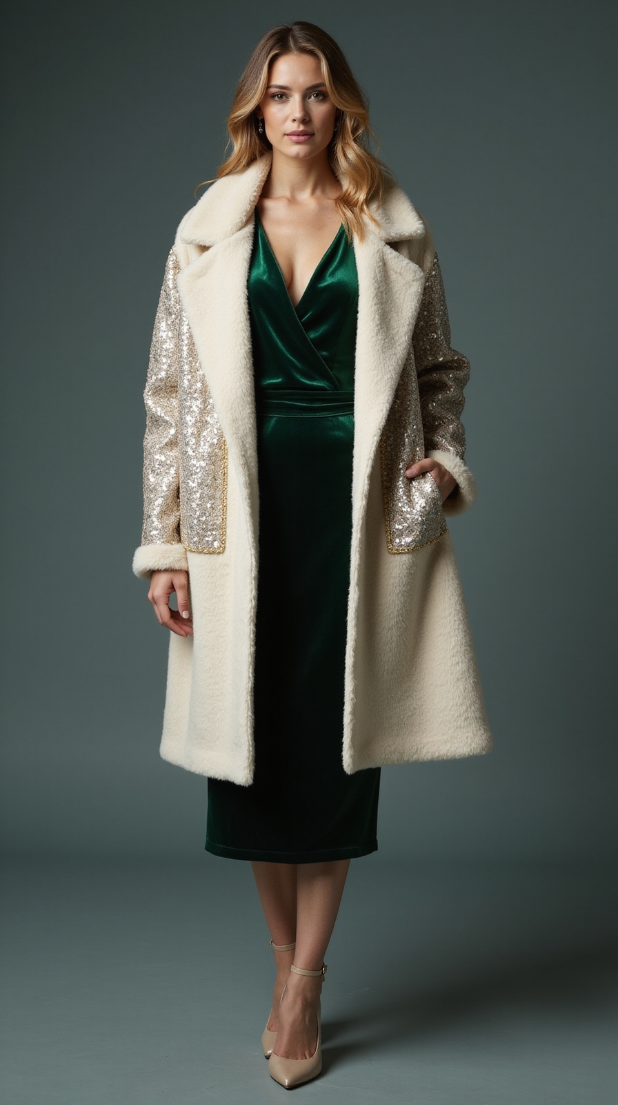 velvet midi with coat