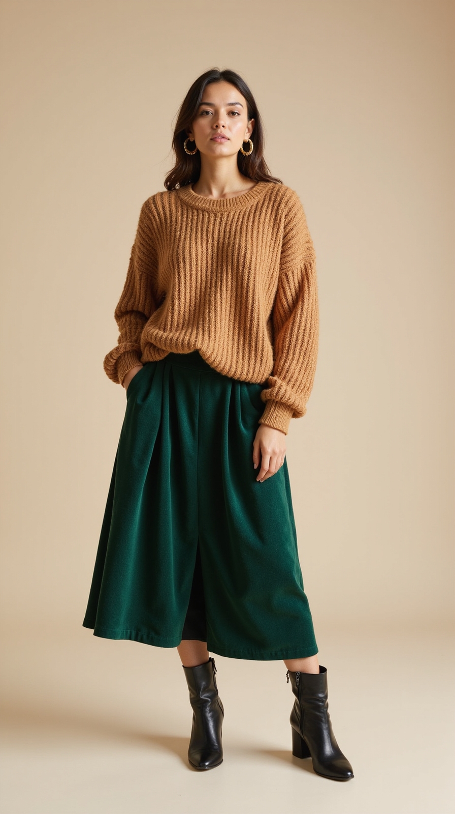 velvet midi with sweater