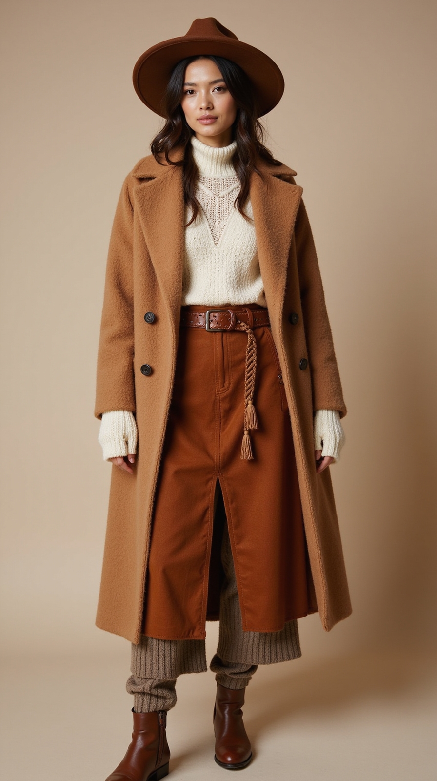 wide brimmed wool hat ensemble