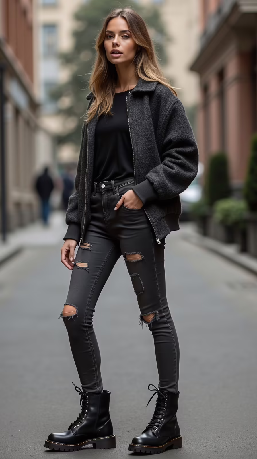 wool bomber over tee