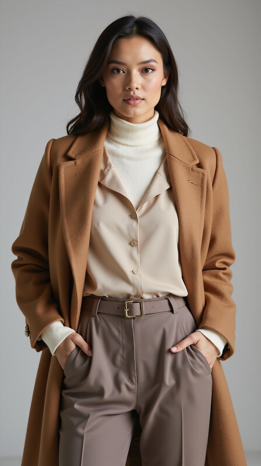 wool wrap coat ensemble