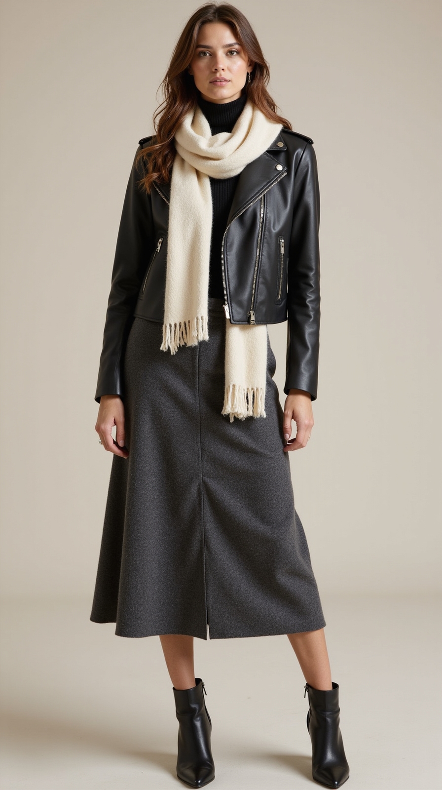 worn leather plush scarf