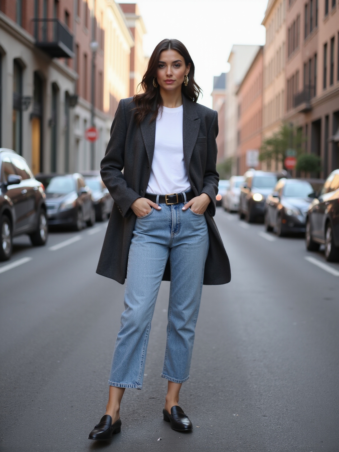 blazer tee straight jeans