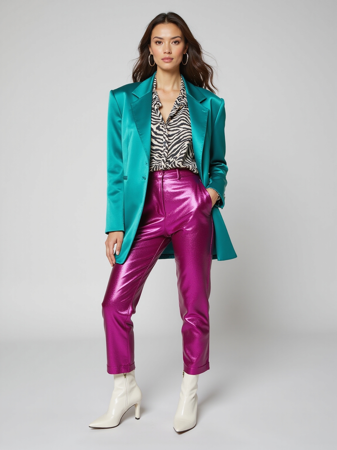 bold jacket neutral trousers accessory
