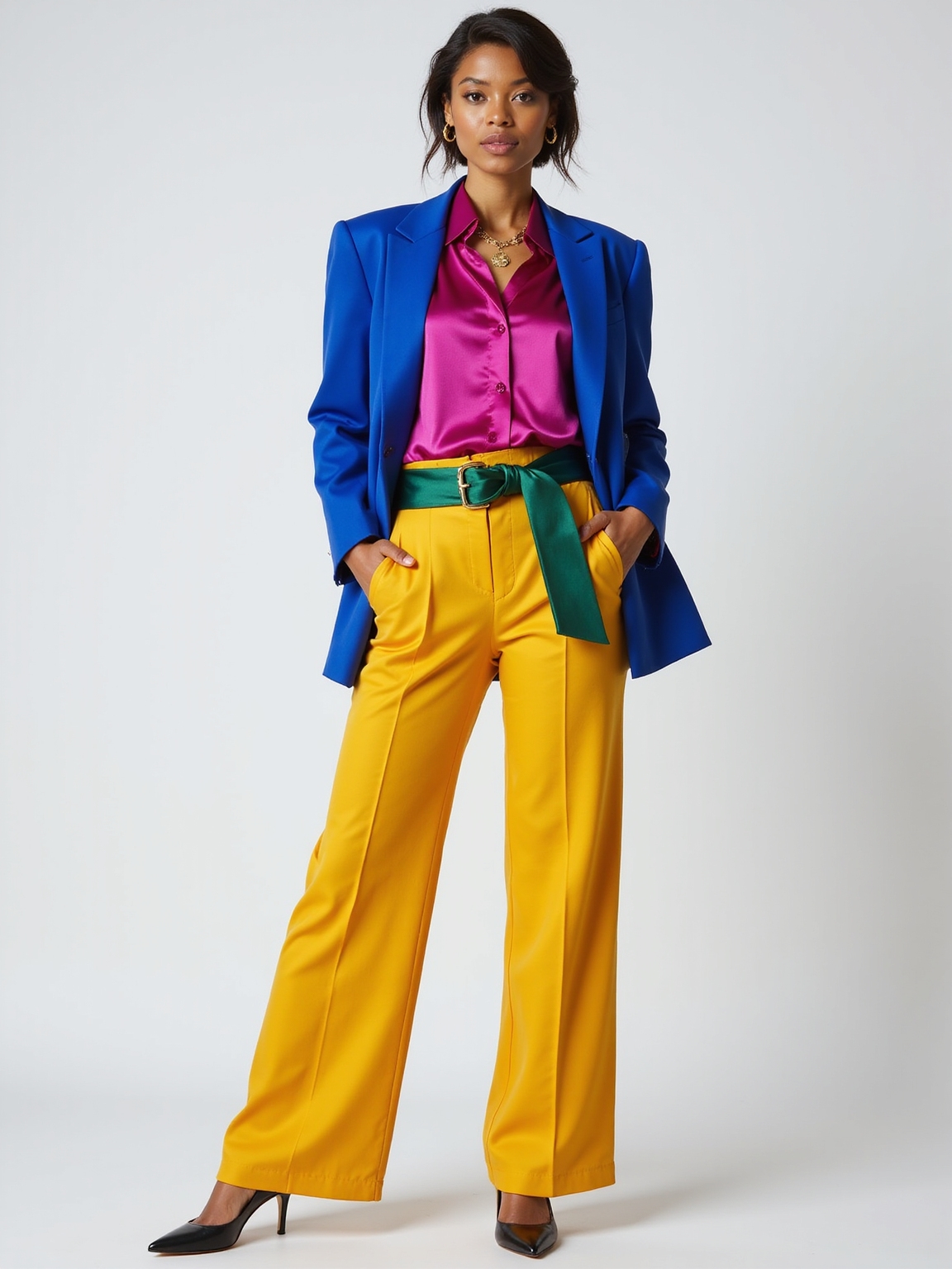 bold saturated color blocking outfits