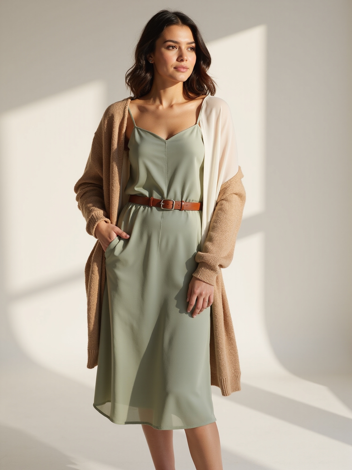 breezy midi dress layering