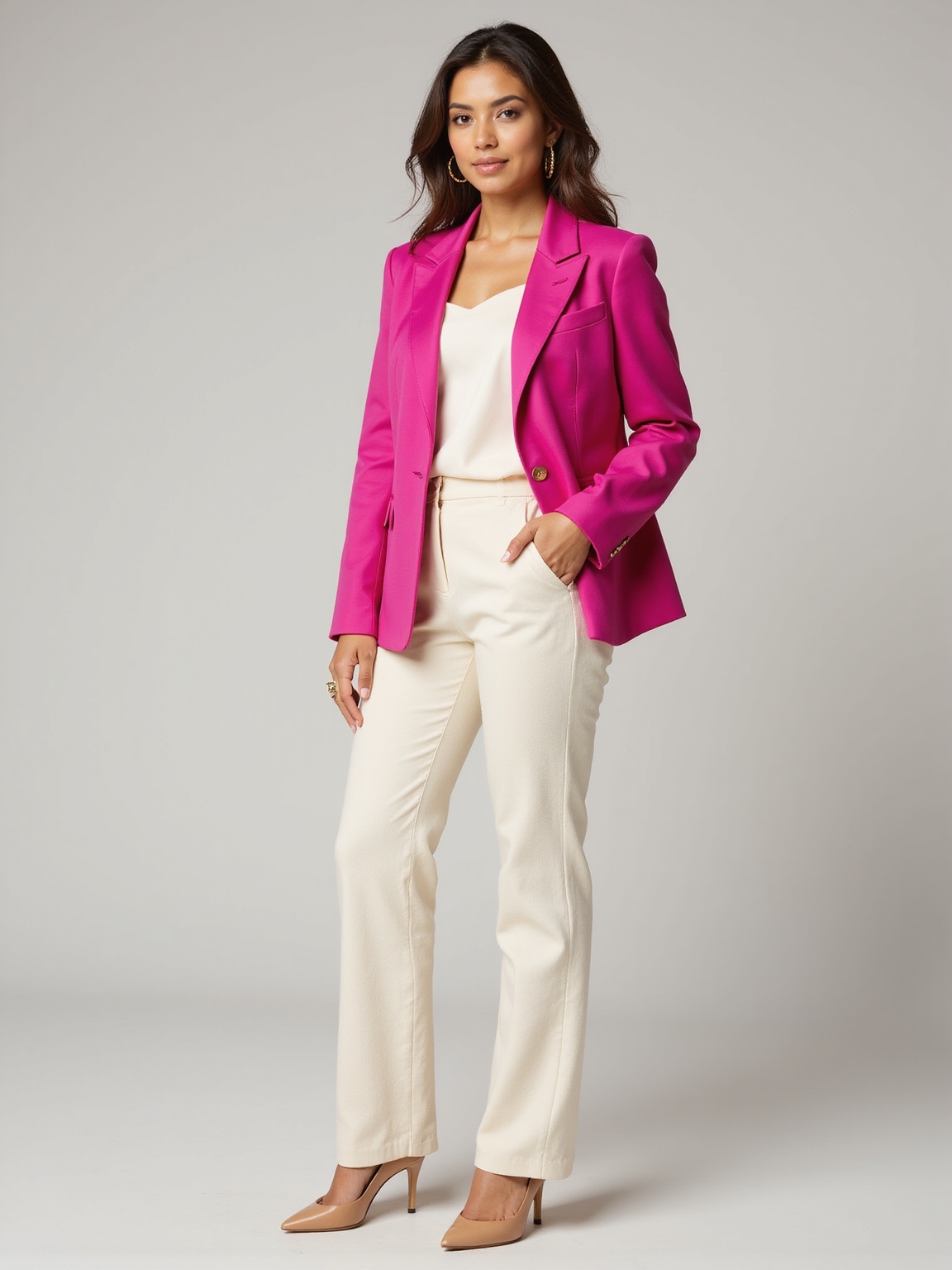 bright blazer energizes neutral workwear