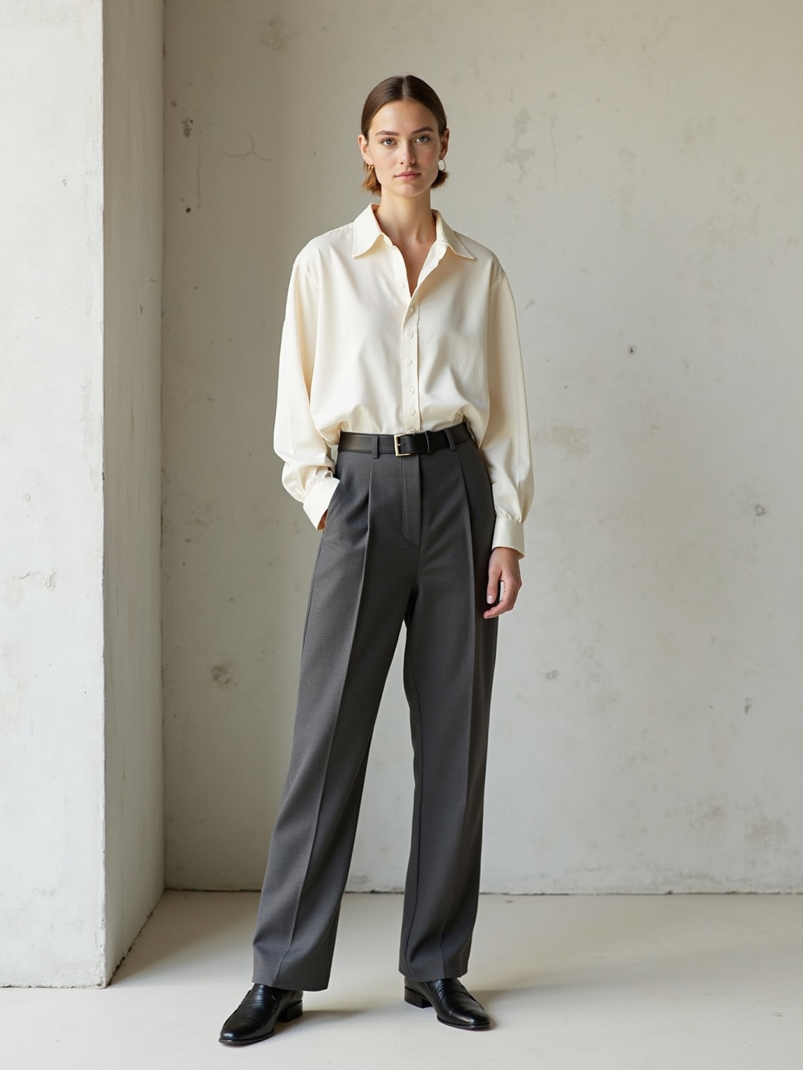 calm neutral polished monday outfit