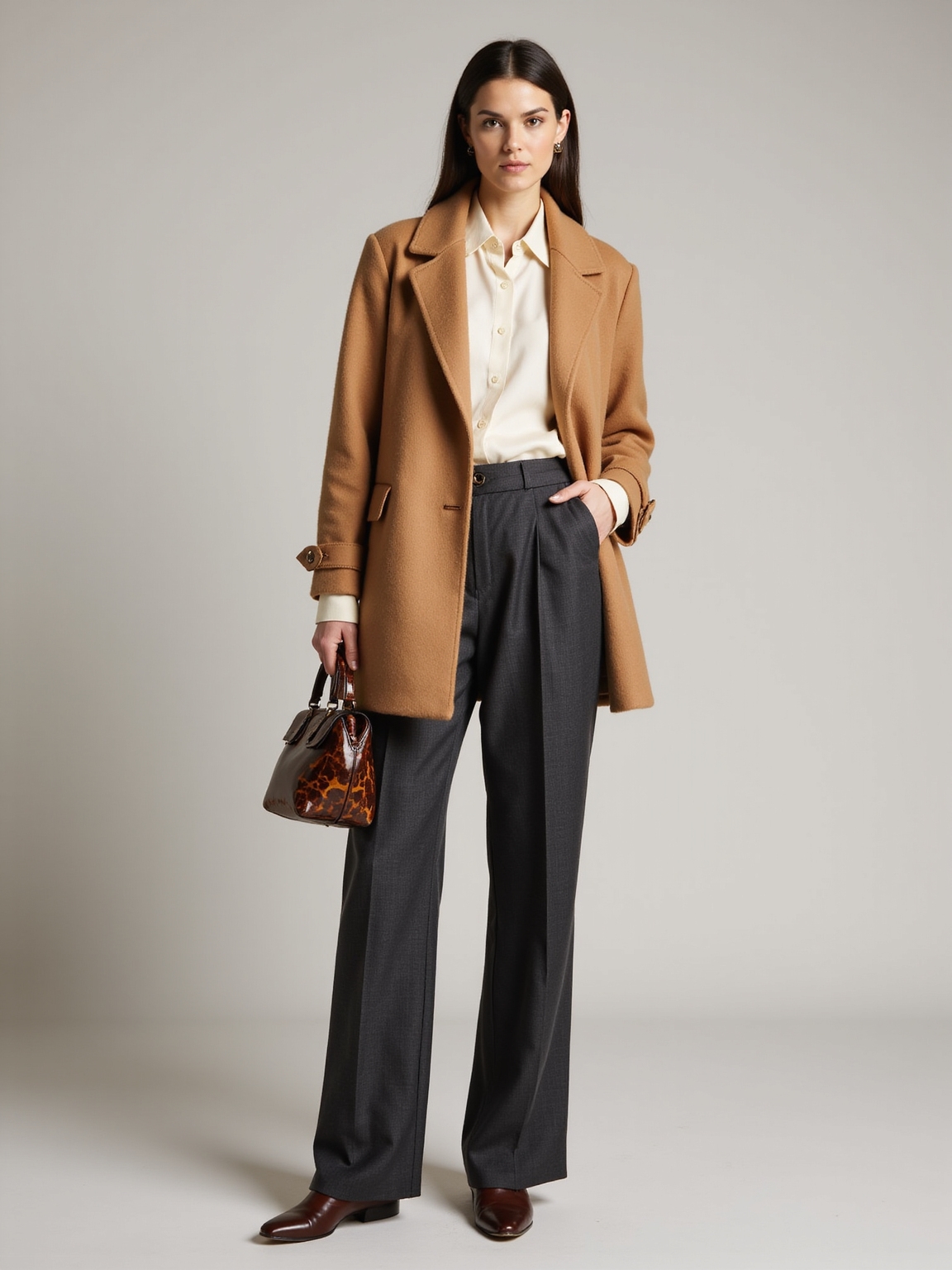 camel coat cashmere layers