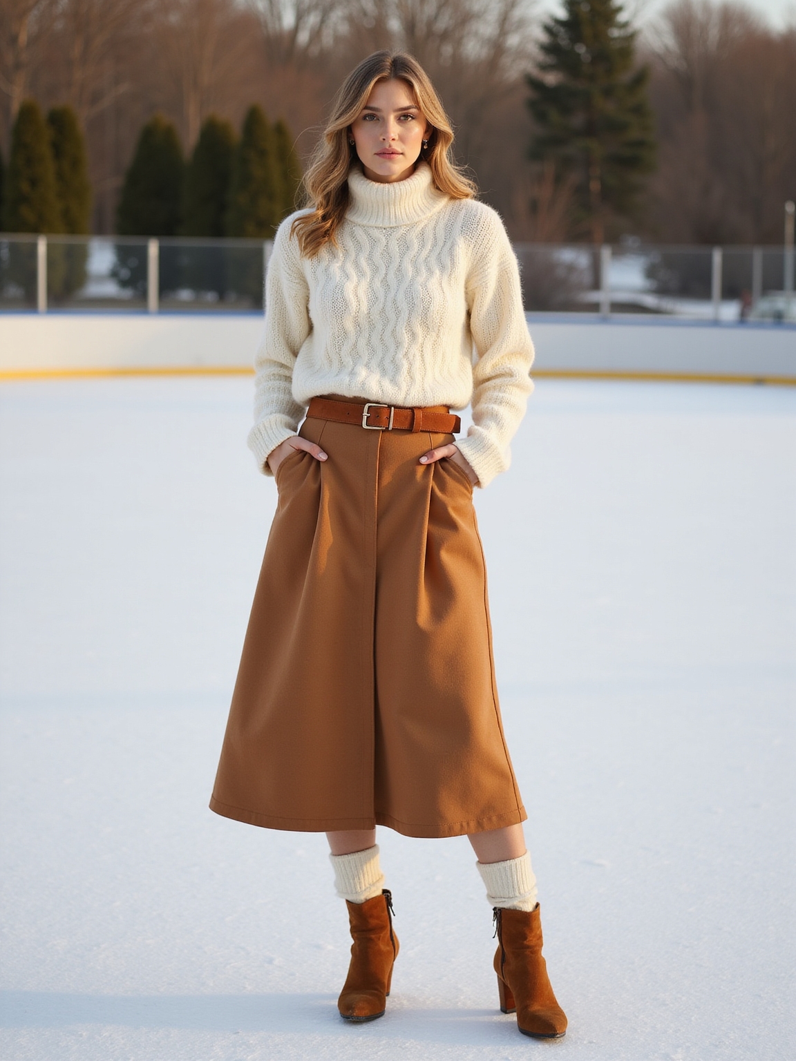 chunky knit neutral layered accessories
