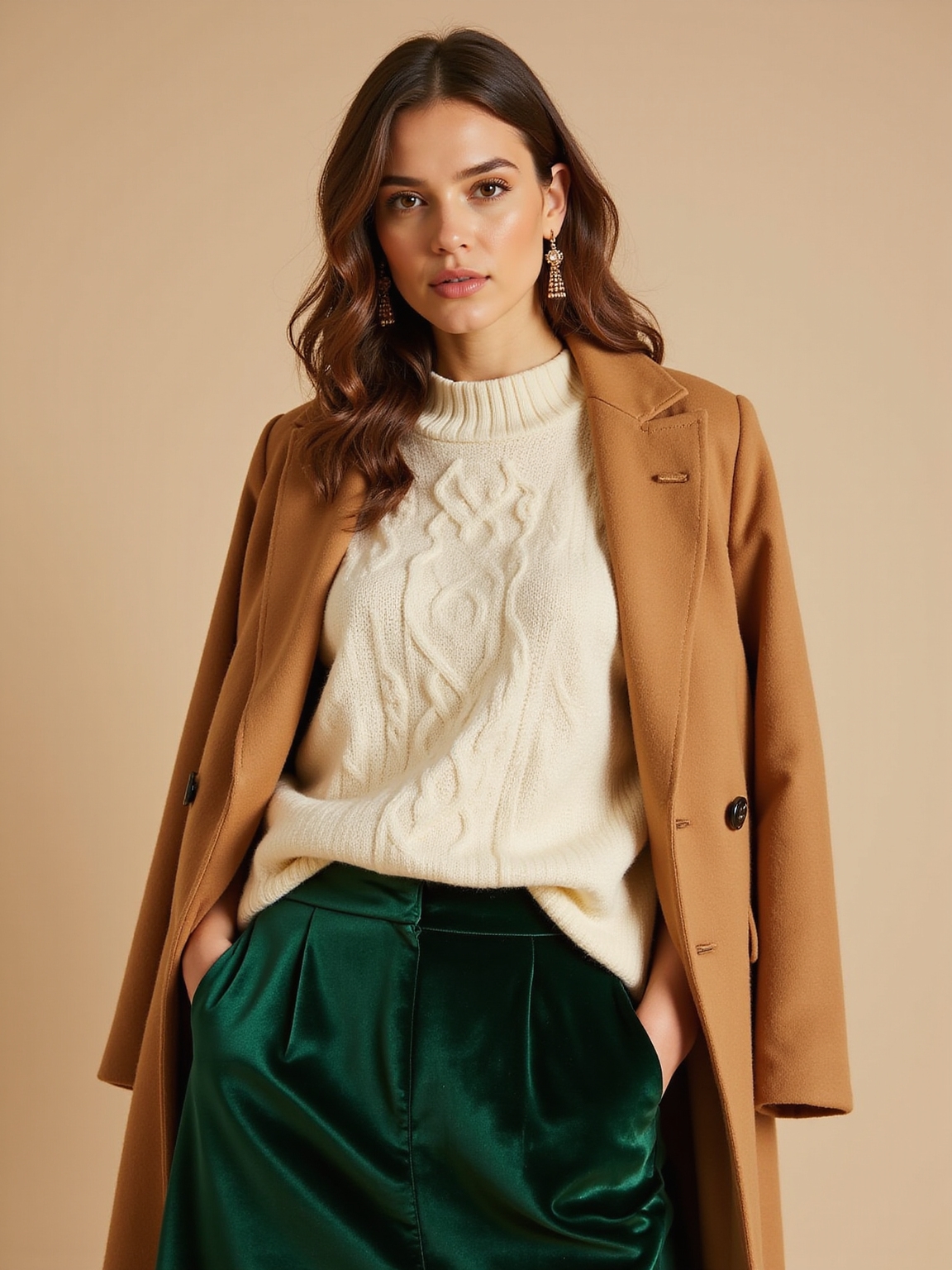chunky knit velvet skirt tailored coat