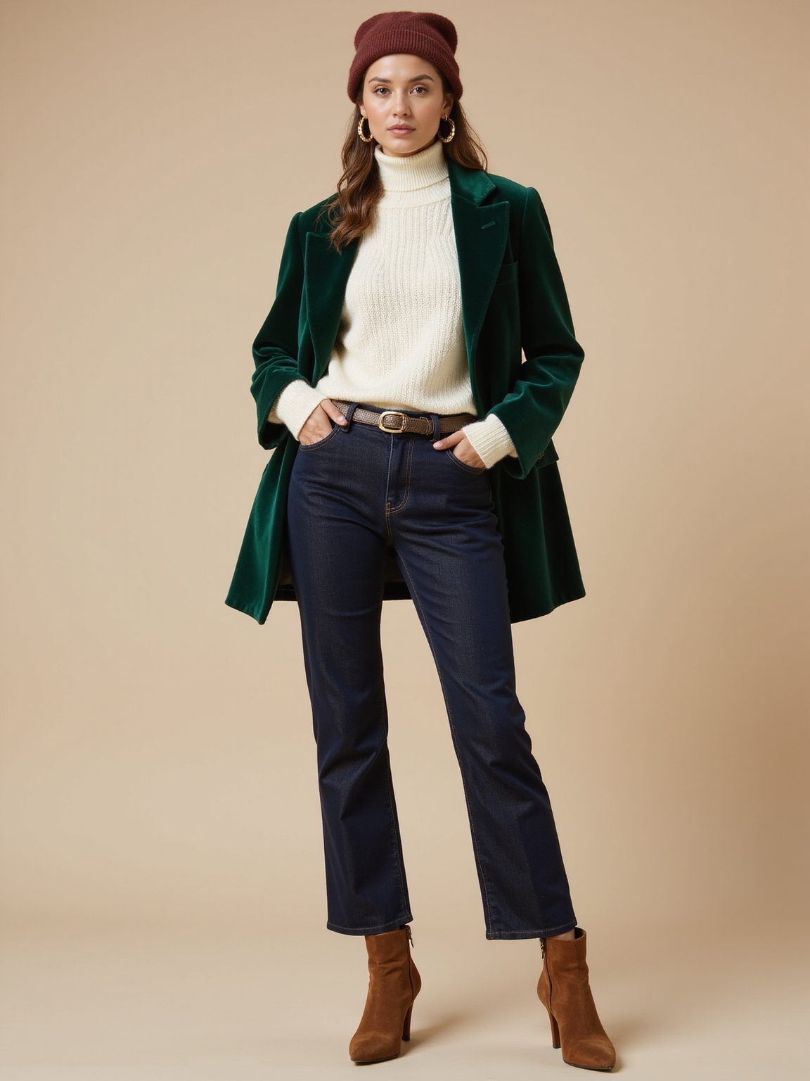 chunky knits tailored jeans accessories