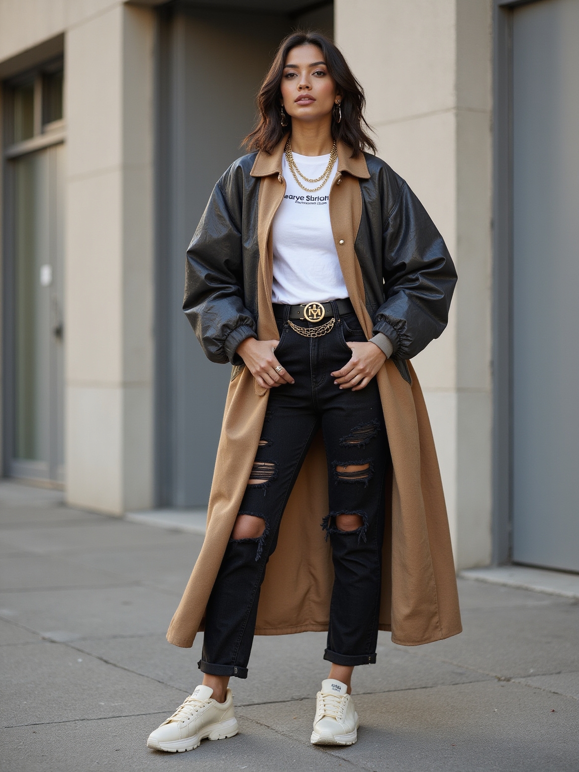 chunky sneakers layered nostalgia