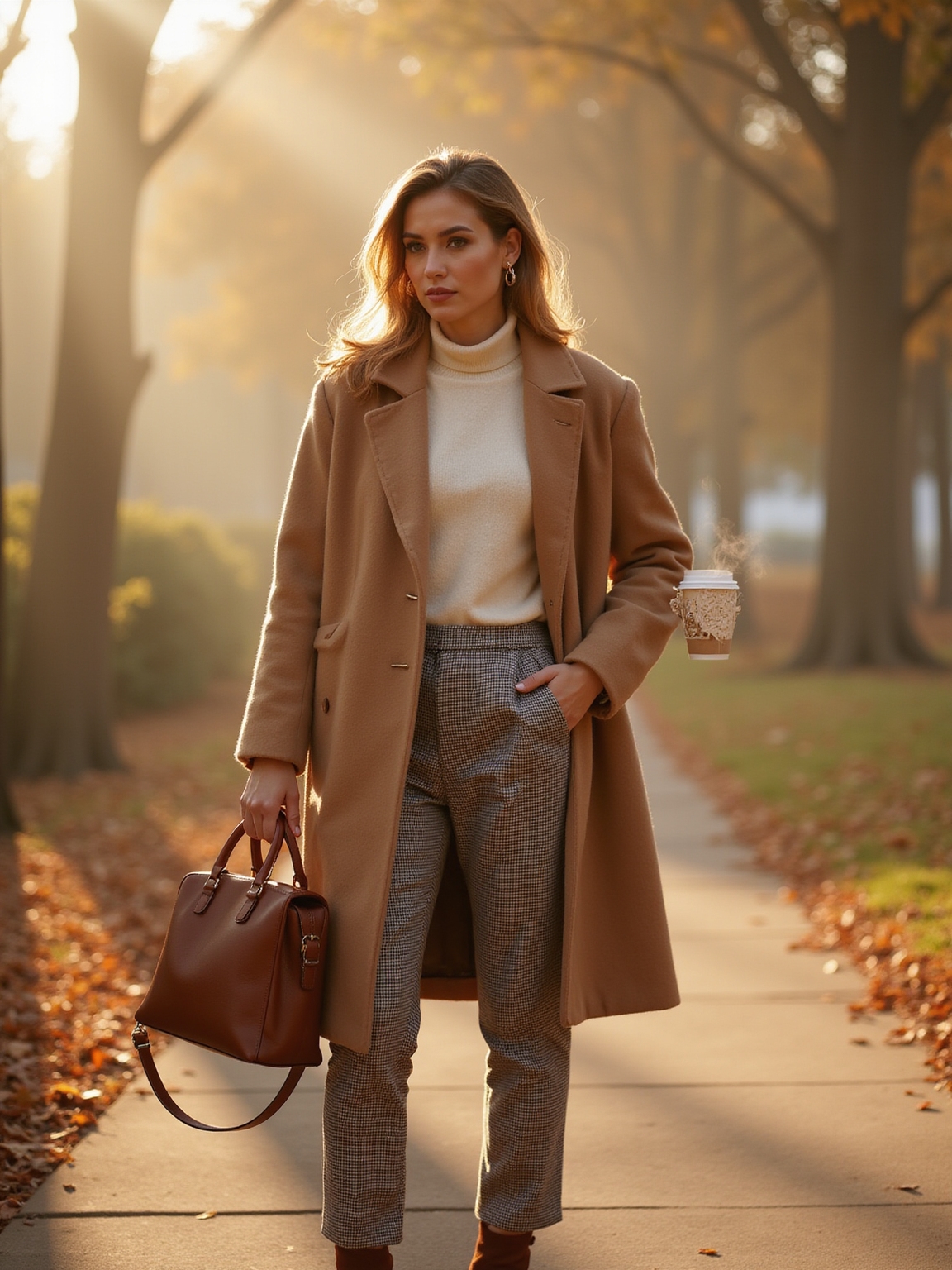 cozy fall outfits with beverages
