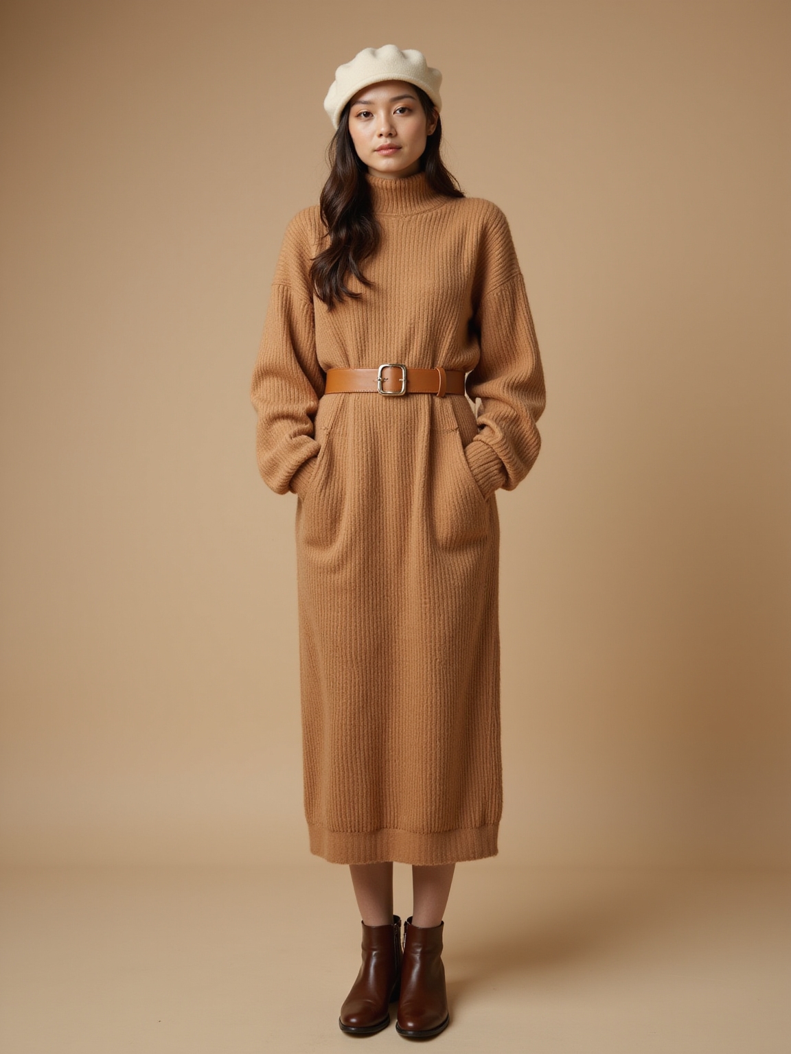 cozy layered korean sweaterdress style