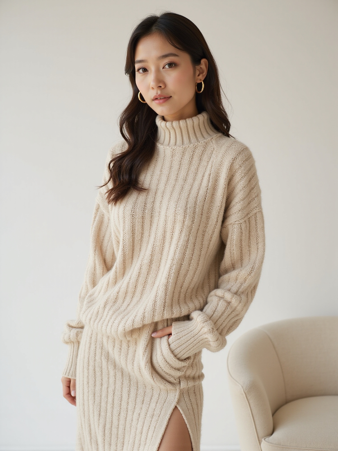 cozy minimalist korean knitsets
