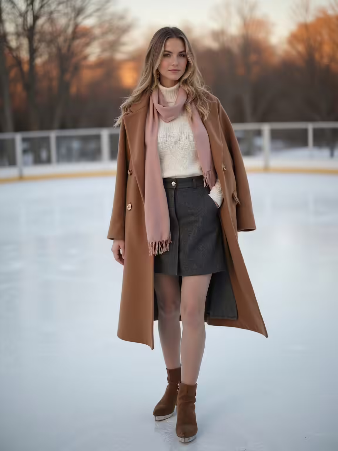 cozy romantic ice skating looks