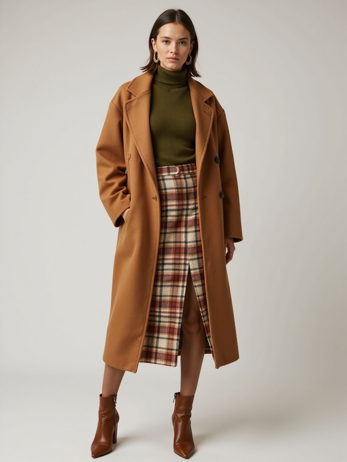 cozy vintage plaid skirt styling