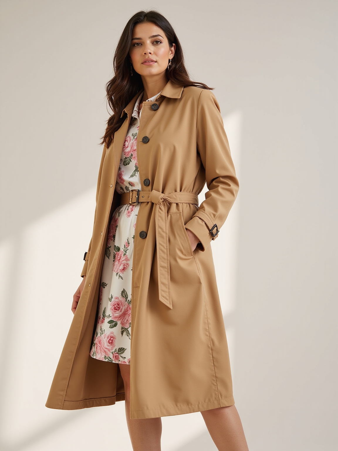 crisp trench over shirtdress