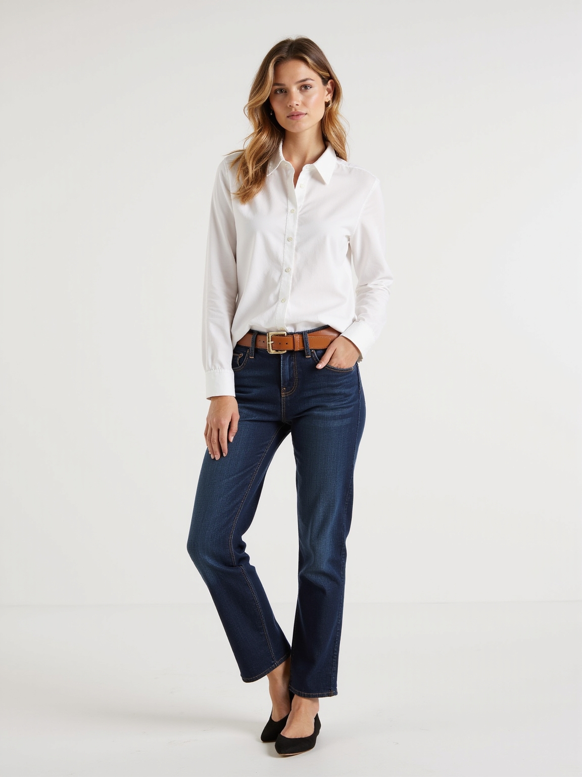 crisp white tee dark jeans