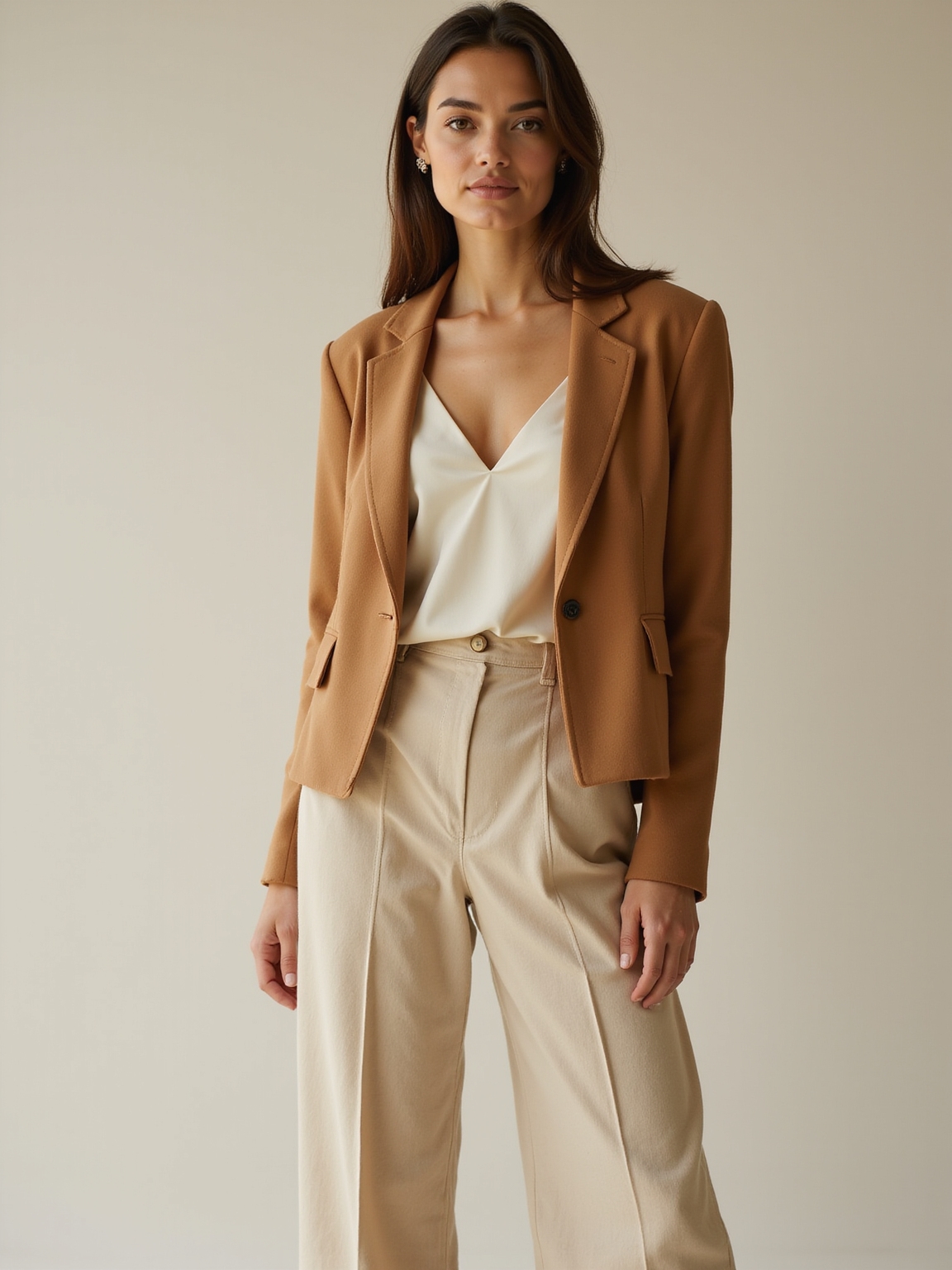 cropped blazer high rise trousers