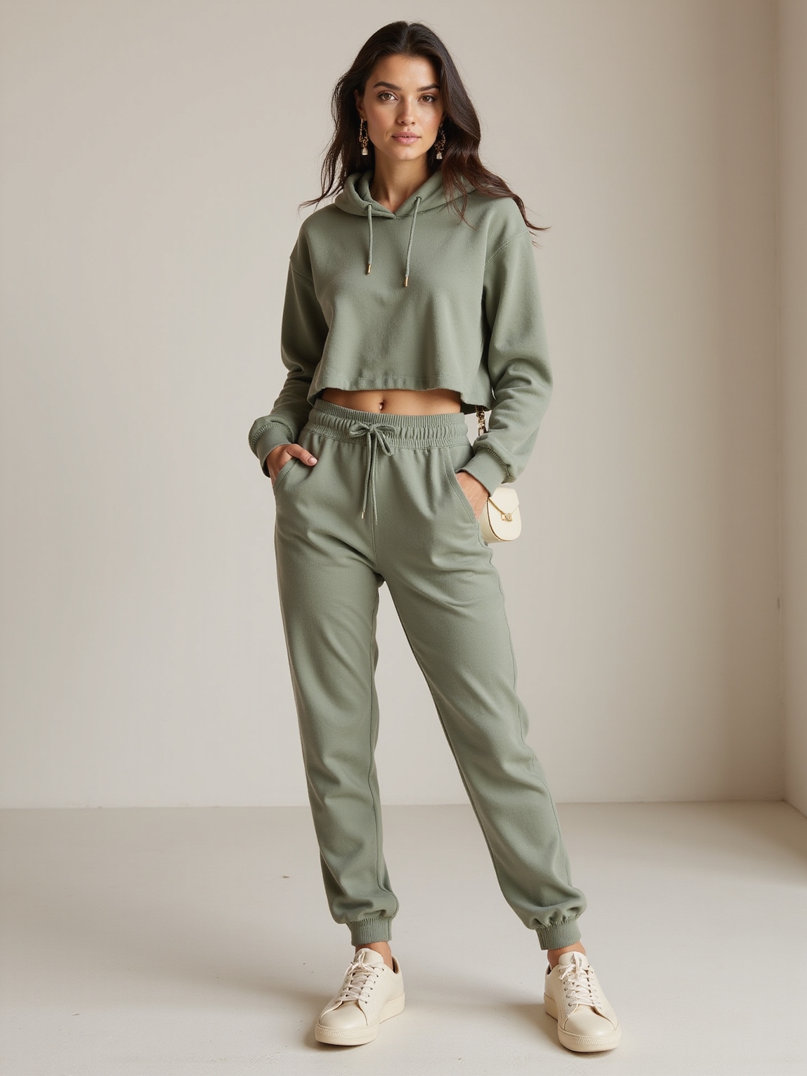 cropped hoodie high rise joggers
