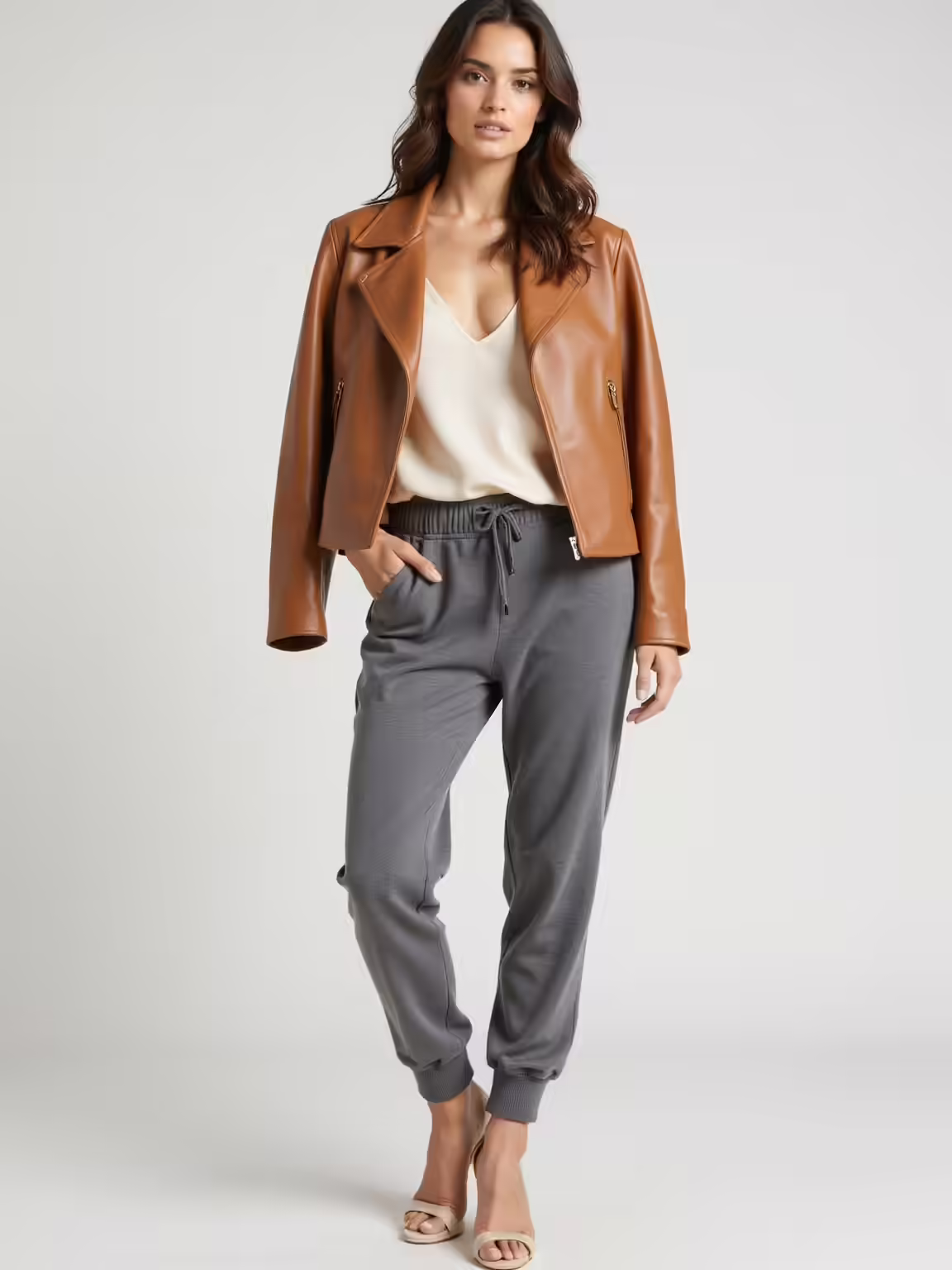 cropped jackets with tapered joggers