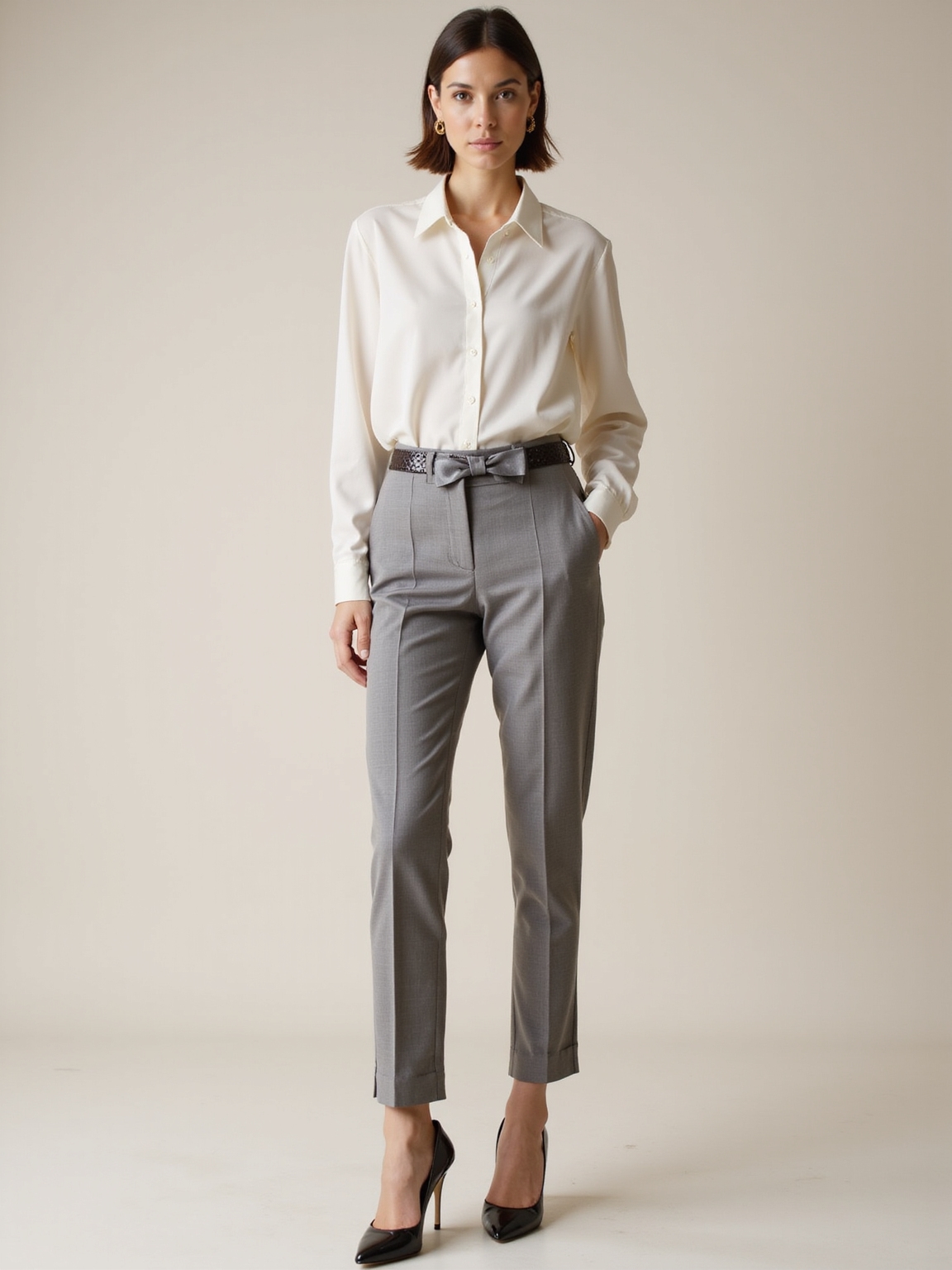 cropped kick hem tailored pants