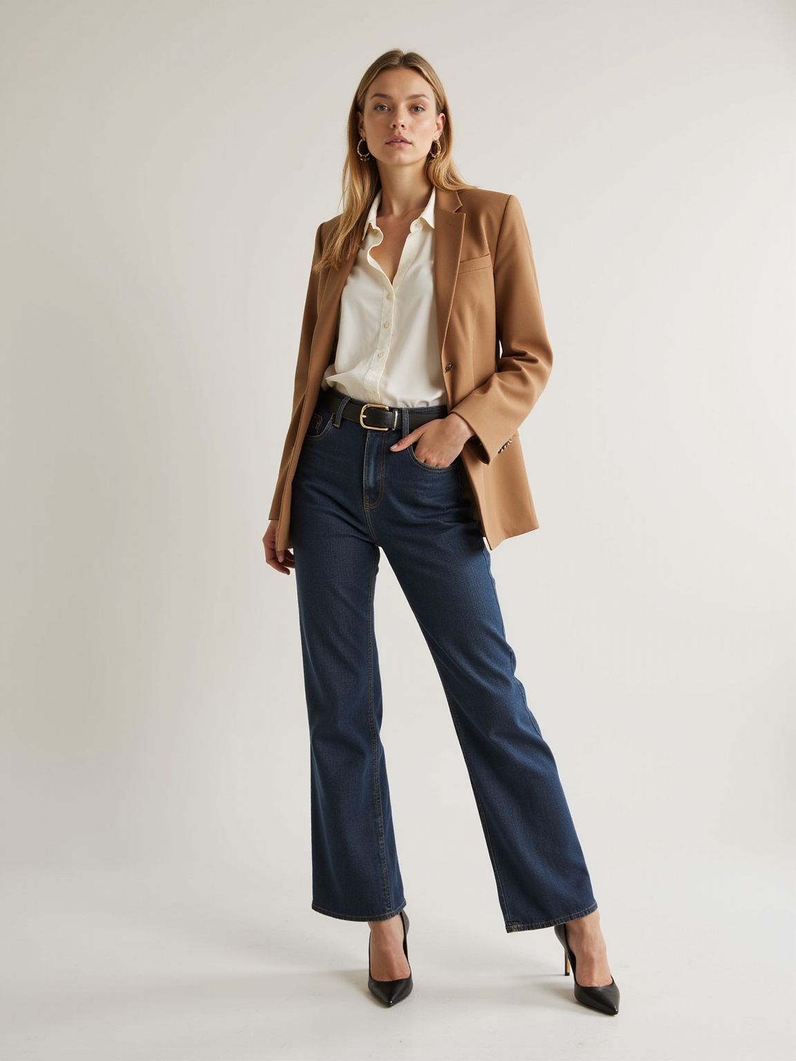 dark wash denim polished blazer