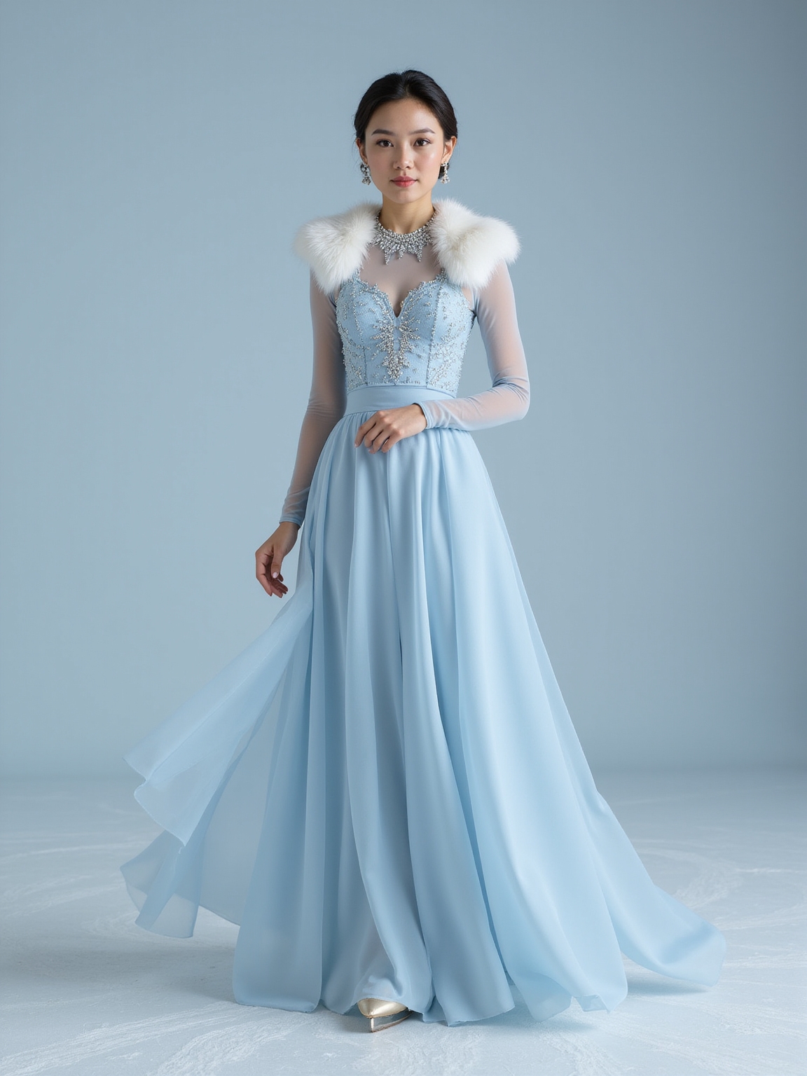 ethereal pale icy blue shimmer