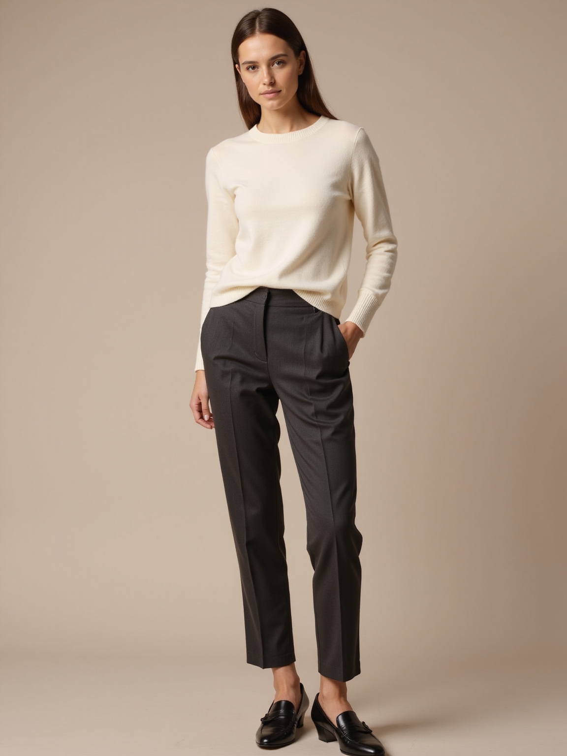 fine gauge tucked tailored trousers