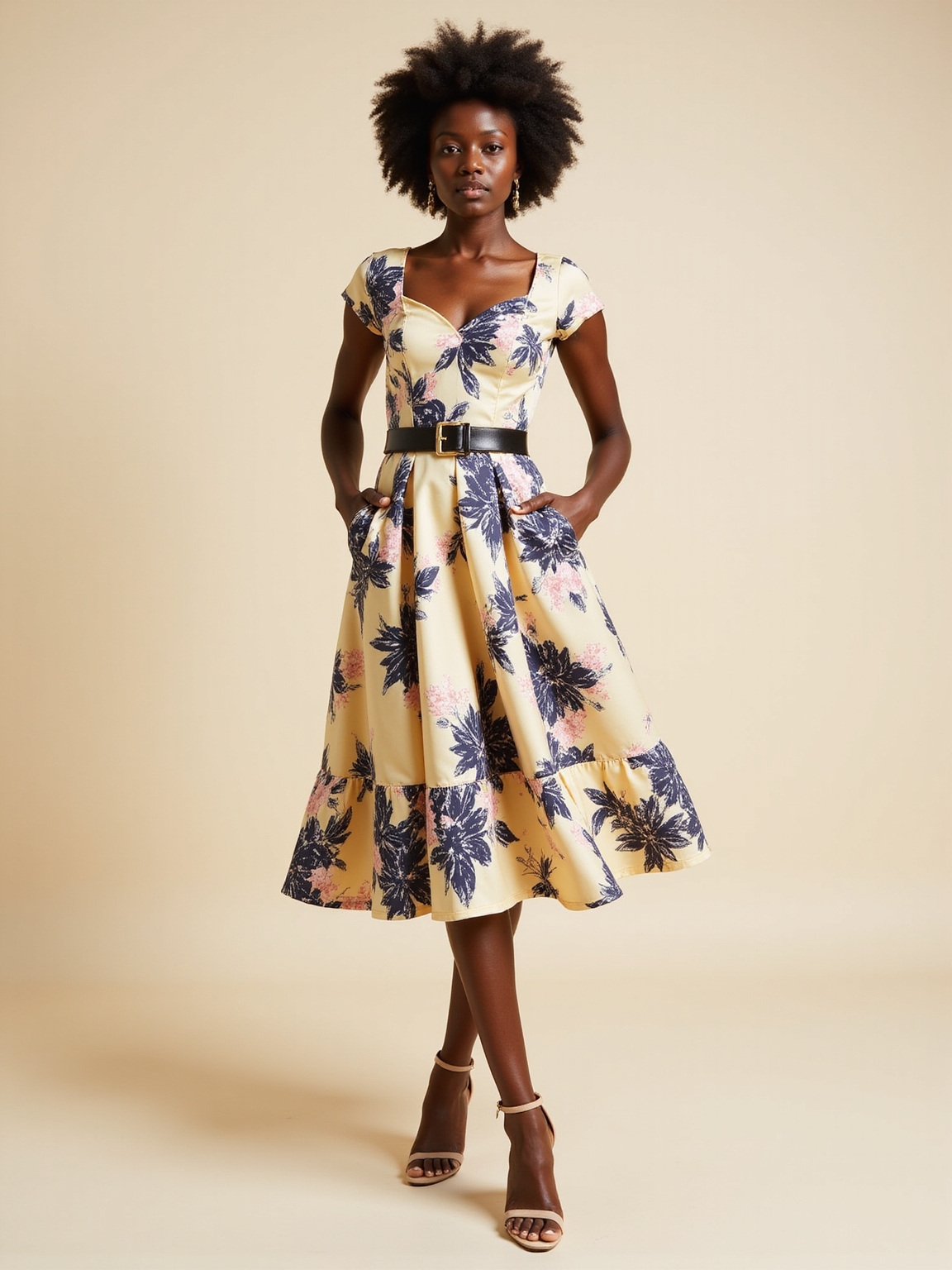 flattering springtime floral midi