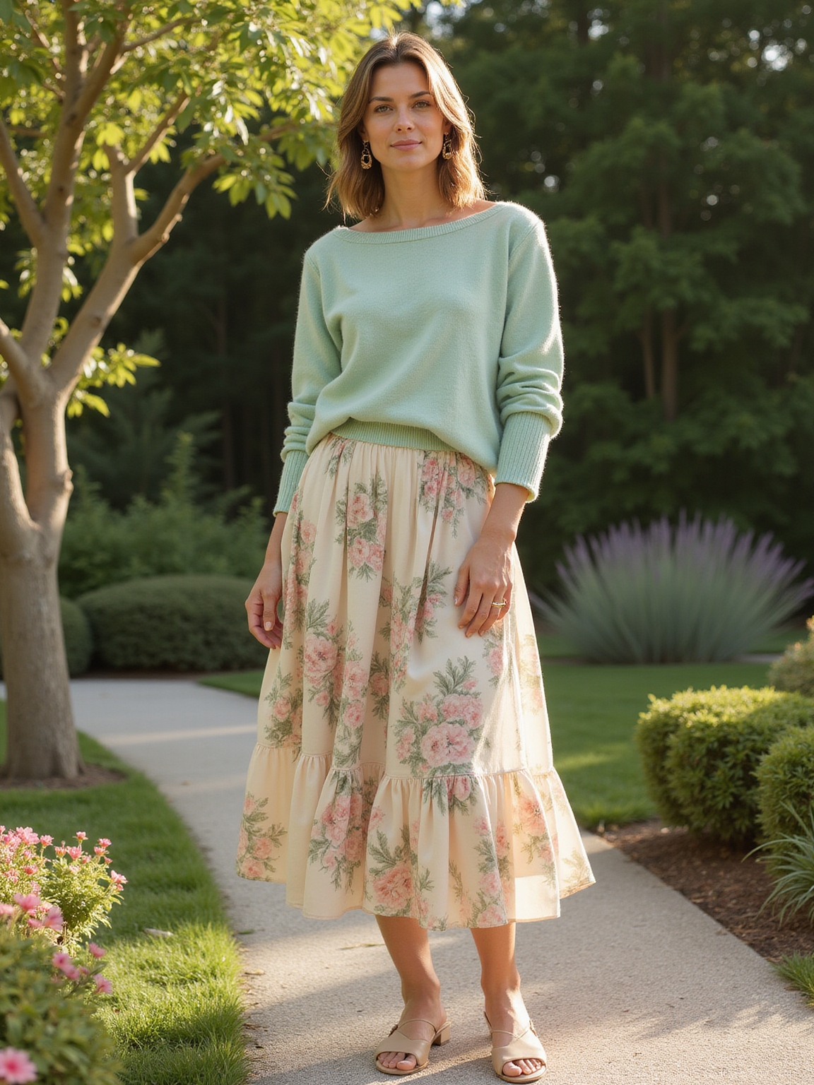 floral midi lightweight knit