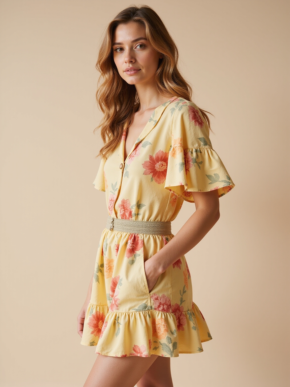 flutter sleeve floral with boots