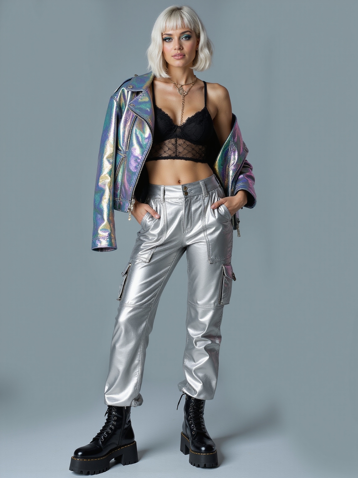 glossy contrasts tailored low rise silhouette