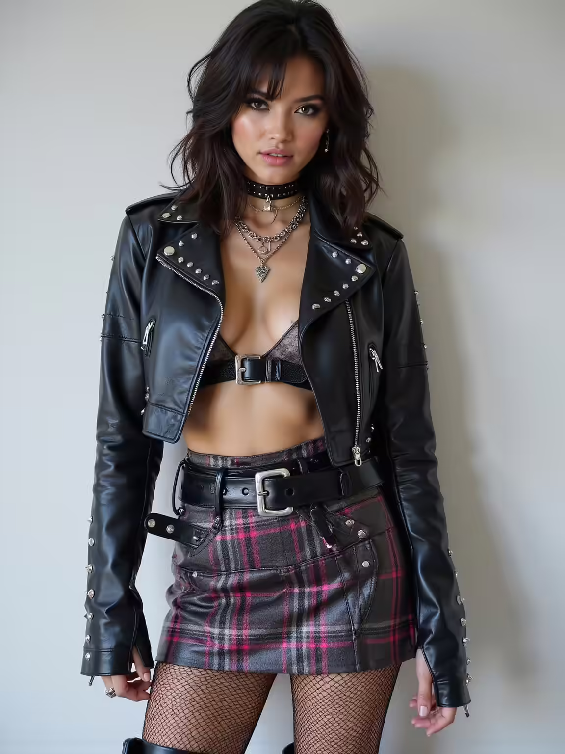 glossy punk with tarnished metal