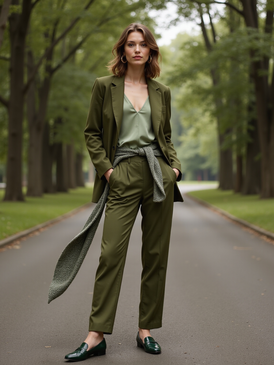 green centered neutral capsule wardrobe