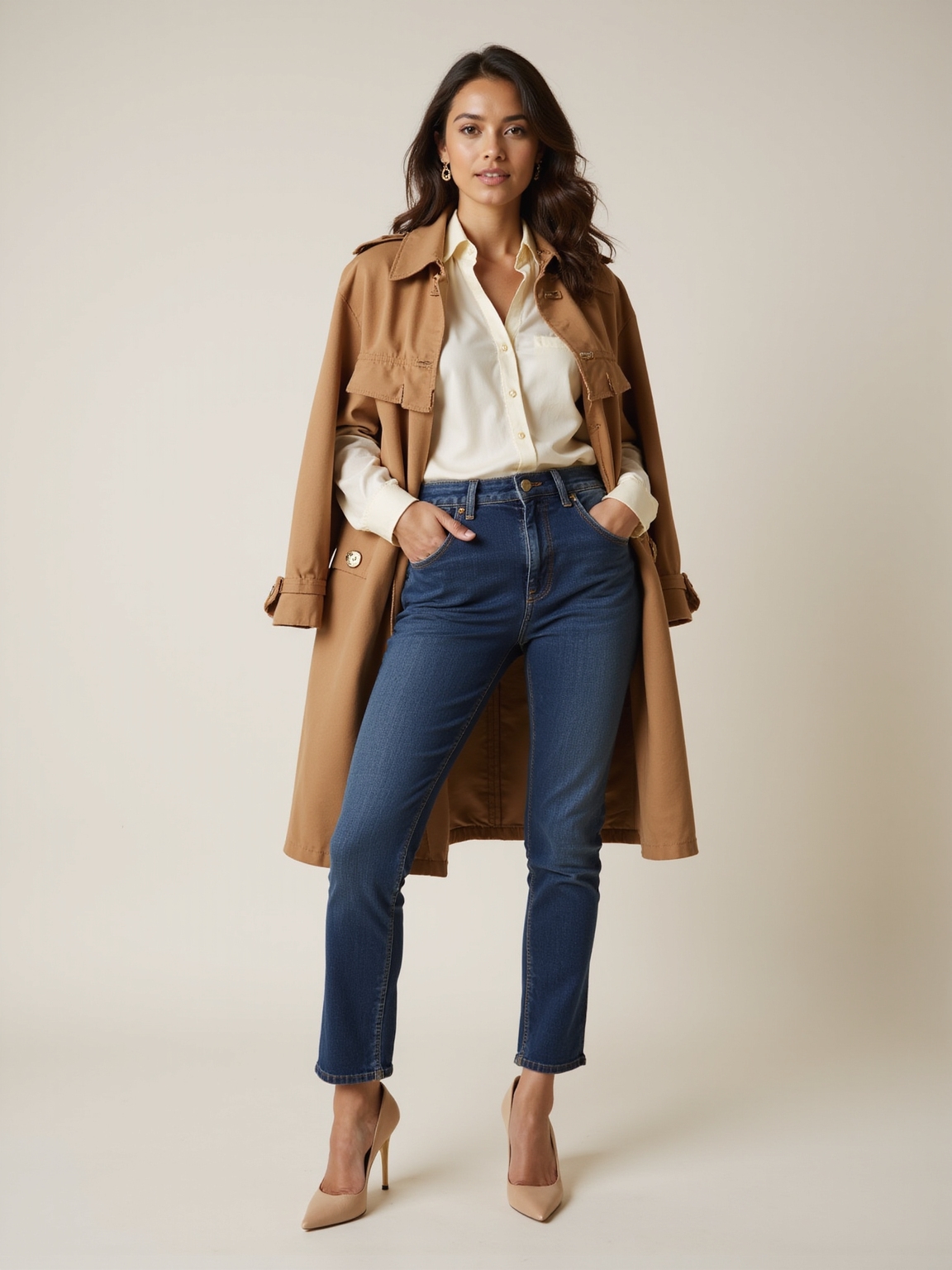 high rise jeans layered charm