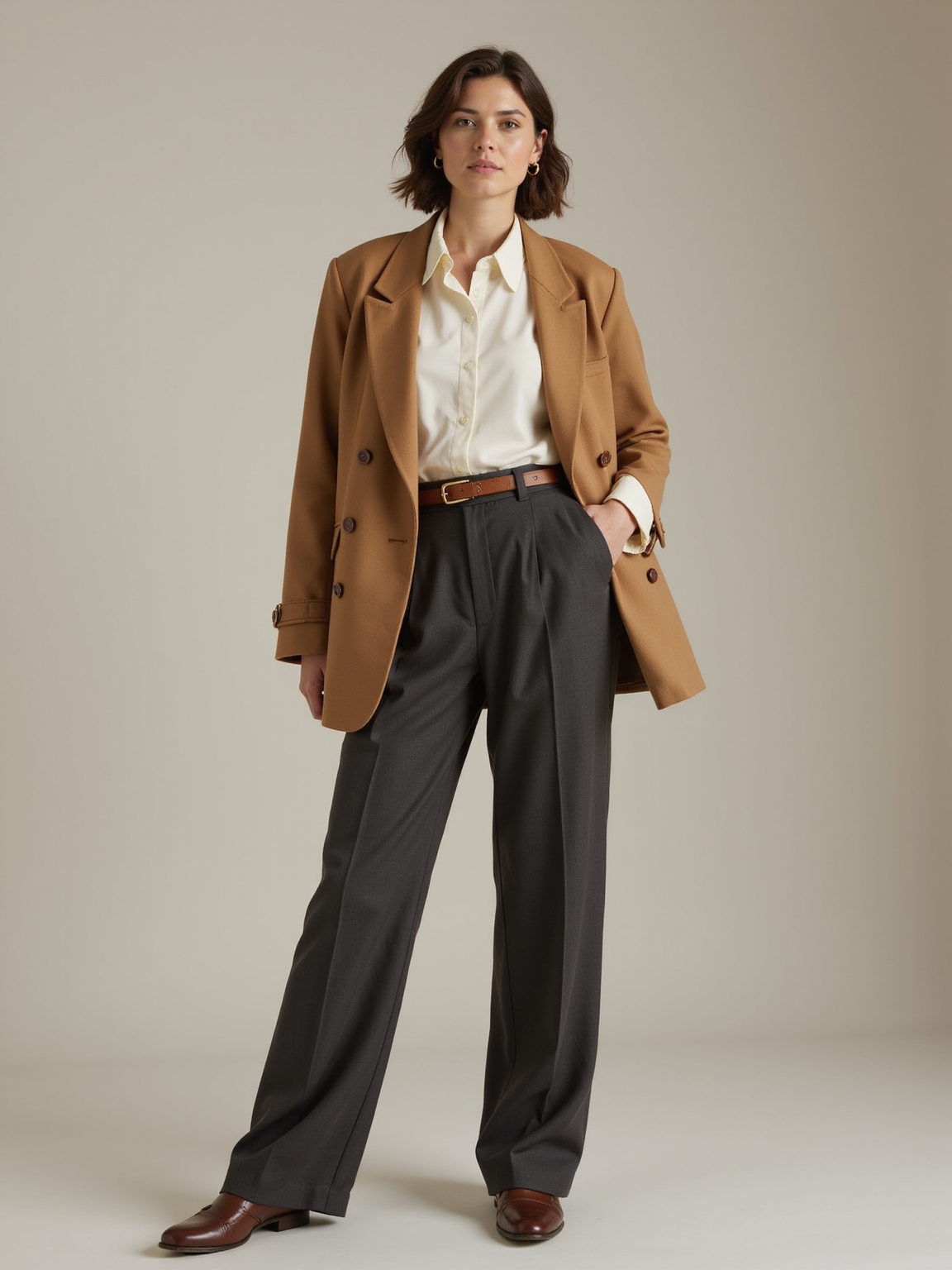 high rise tailored neutral silhouettes