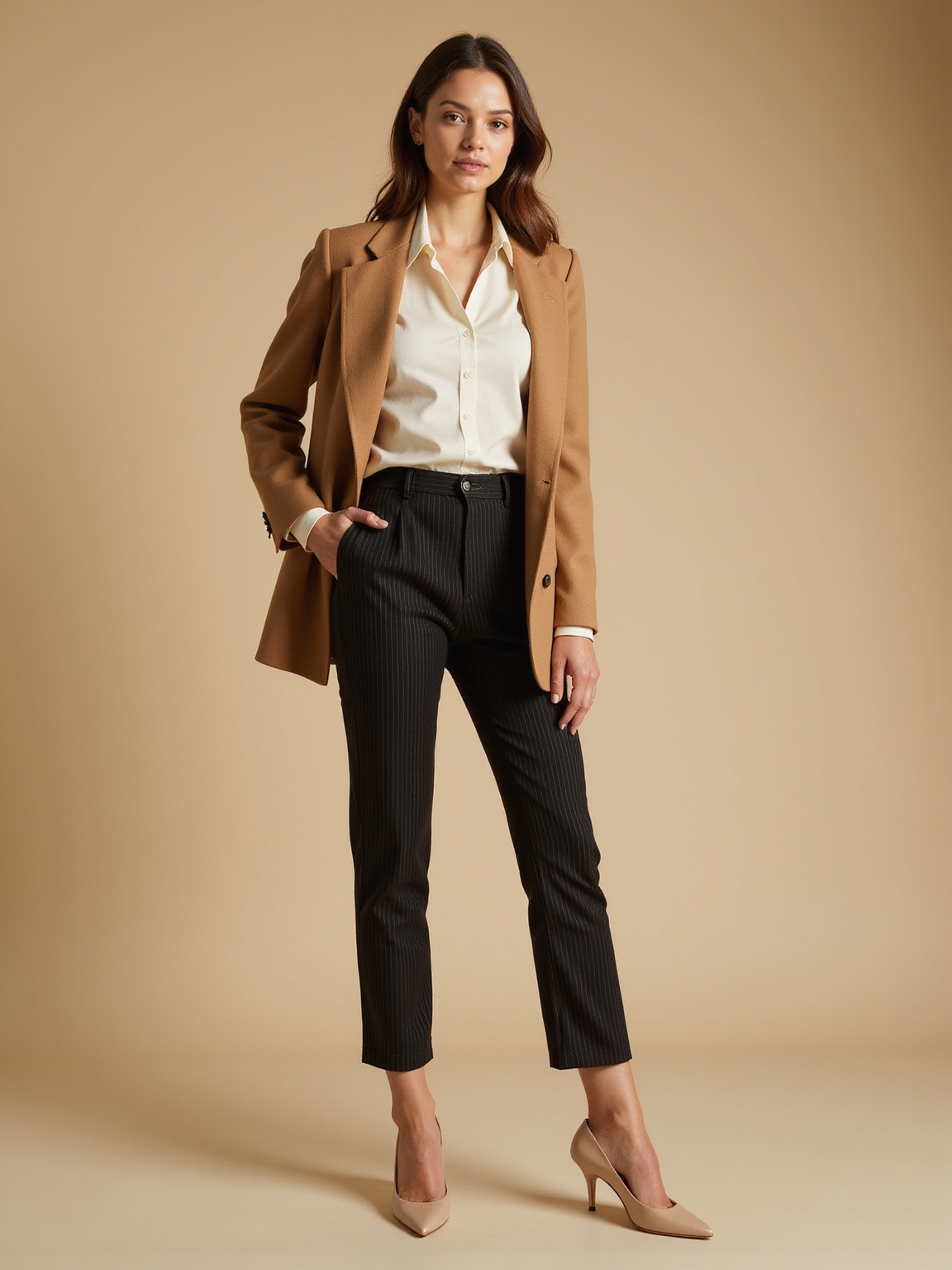 high waist monochrome vertical elongation