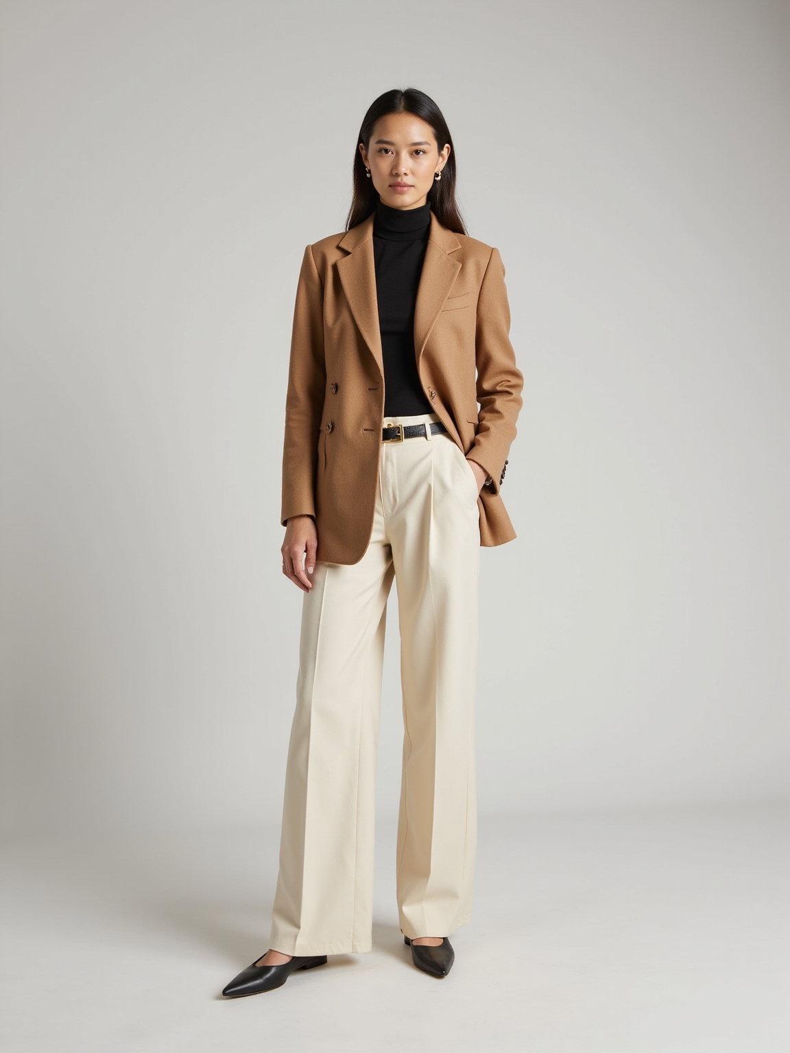 high waist vertical detail tailoring