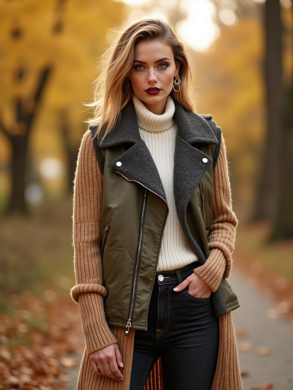 layered cozy textures and silhouettes