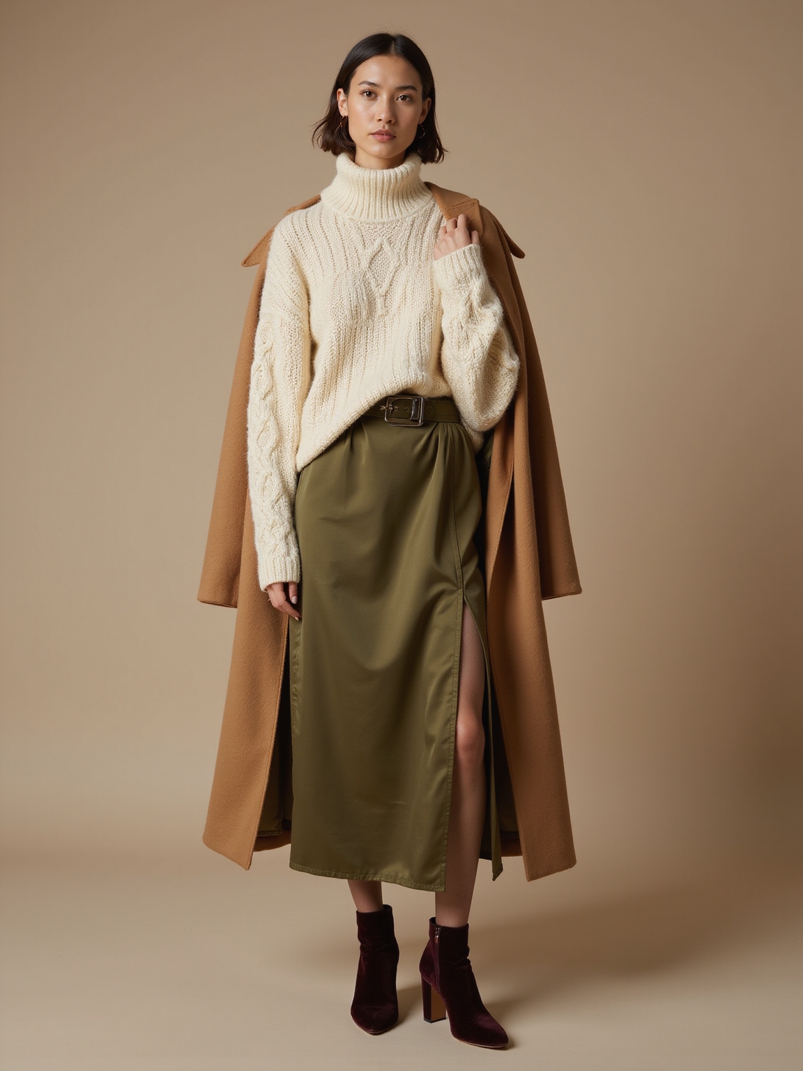 layered oversized knit outfit