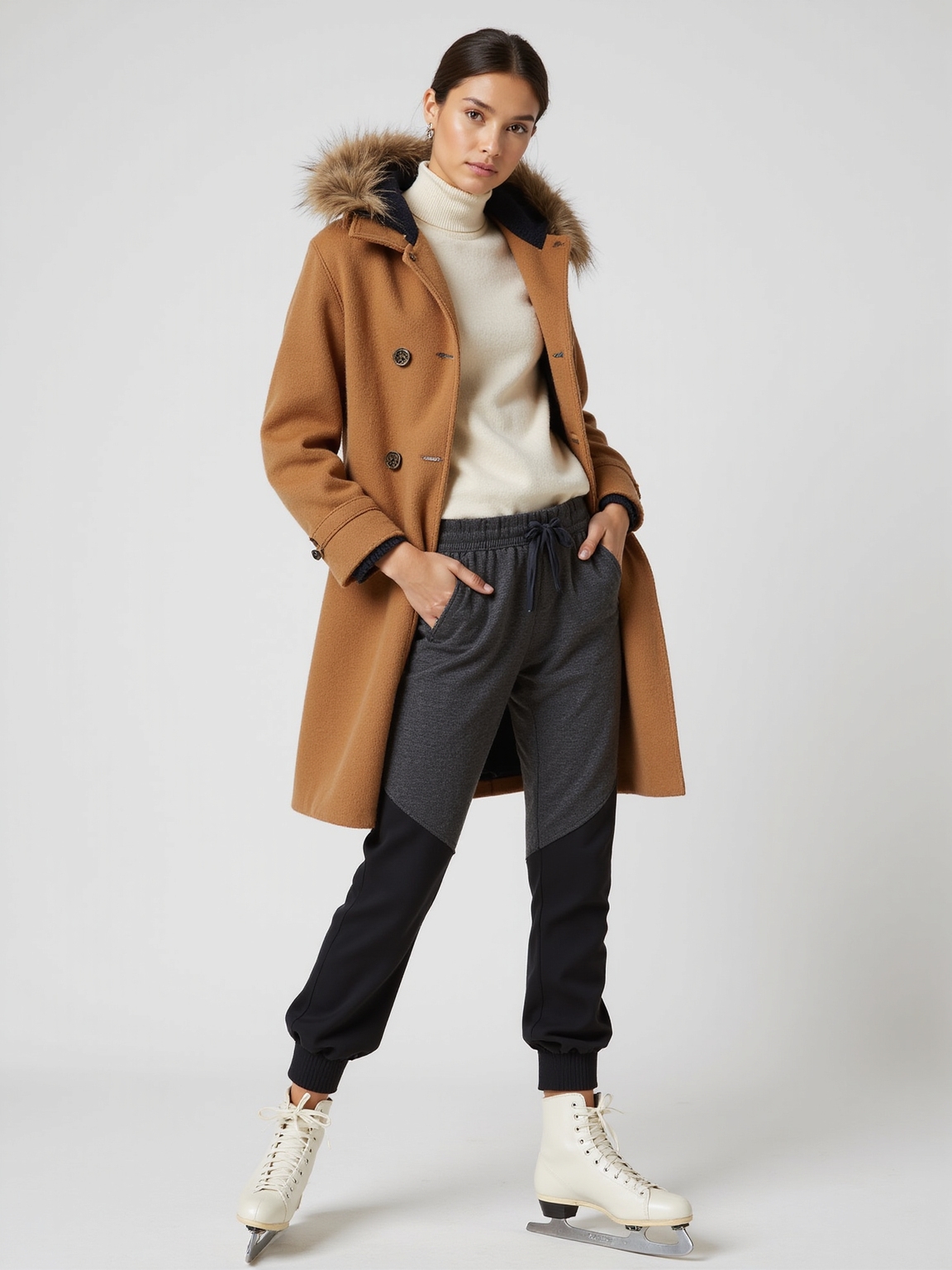 layered stylish ice skating outfits