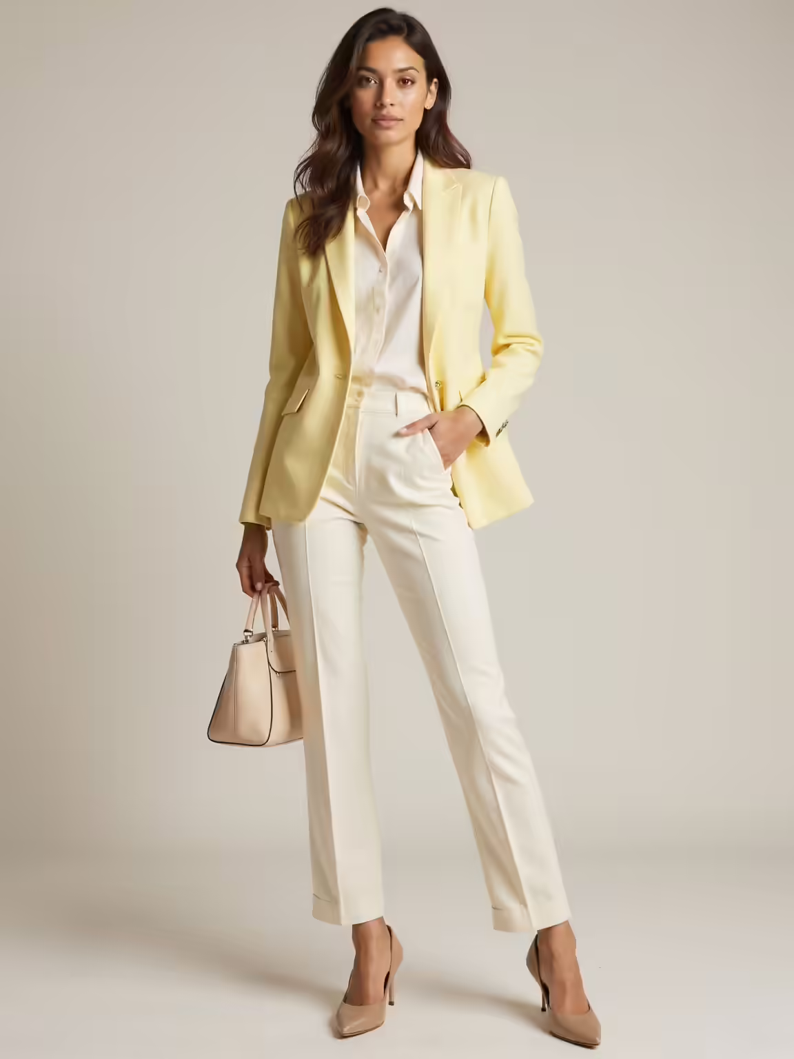 lightweight blazer pastel blouse