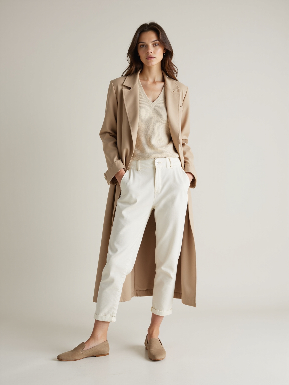 lightweight neutral layered transitional outfits